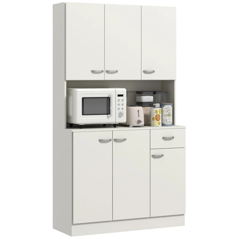 Image of HOMCOM Freestanding Kitchen Cupboard, Storage Cabinet with Doors Cream White, Cream 801-026V81CW