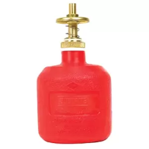 image of Dispensing Can, Nonmetallic, with brass dispenser valves, 1 quart, polyethylene, Red.