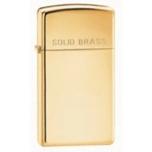 Image of Zippo Slim With Solid Brass On The Lid High Polished Brass Windproof Lighter