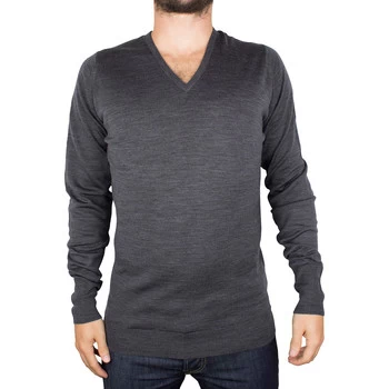 image of John Smedley Bobby V-Neck Knit mens Sweater in Grey - Sizes UK S,UK L,UK XL,UK XXL