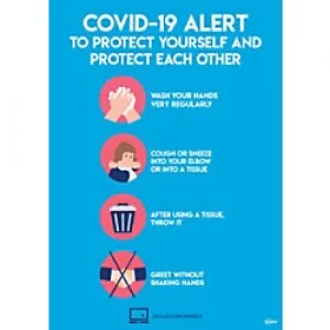 Image of AVERY COVVPA3 COVID-19 Symptoms A3 Labels 297 x 420 mm Blue 2 Labels
