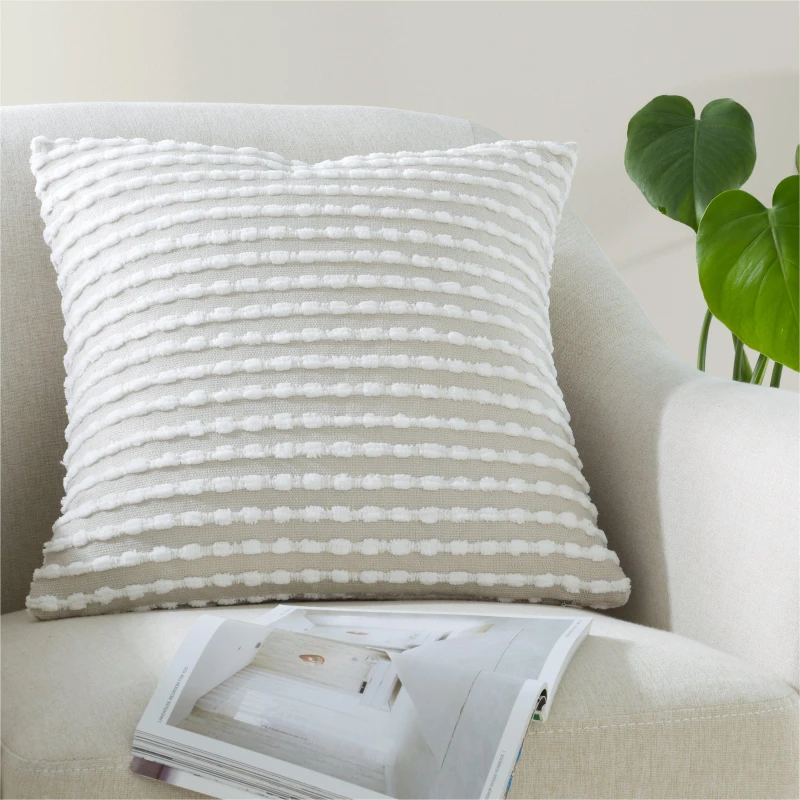 Image of Catherine Lansfield 'Stab Stitch' Cushion Natural