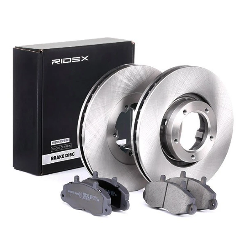 Image of RIDEX 3405B0224 Brake disc and pads set Front Axle, Brake Disc Type: Vented Brake Set,disc brakes (3405)