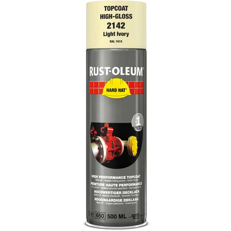 Image of Rust Oleum Hard Hat Metal Spray Paint 2142 Colour: Clear Ivory