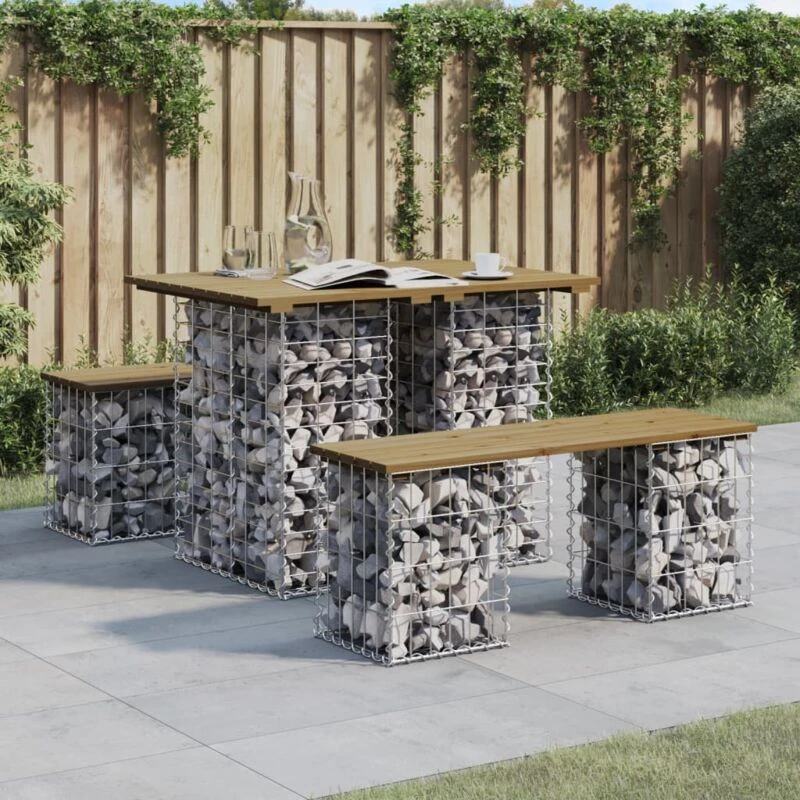 Image of VIDAXL Garden Bench Gabion Design 100x70x72cm Impregnated Wood Pine Vidaxl 8720845446321