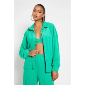 Image of I Saw It First Green Towelling Oversized Shirt - Green
