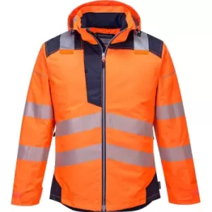 Image of Portwest PW3 Hi Vis Winter Rain Jacket Orange / Navy 2XL
