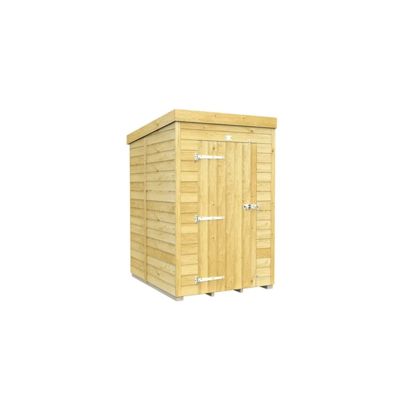 Image of Buttercup Farm 4 x 5 Feet Pent Shed - Single Door W/O Windows - L147 x W127 x H201cm in Brown Brown Unisex