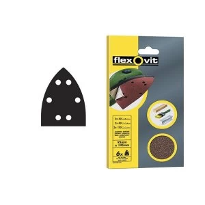 Image of Flexovit Detail Hook & Loop Sanding Sheets 95x145mm Assorted (Pack of 6)