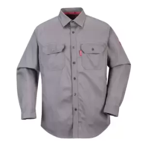 image of Biz Flame Mens Flame Resistant Work Shirt Grey L