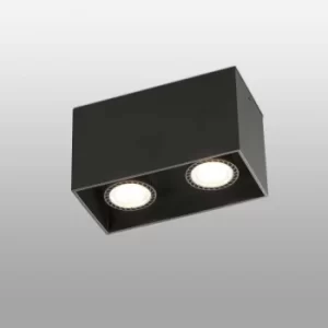 Tecto 2 Light Square Surface Mounted Downlight Black, GU10