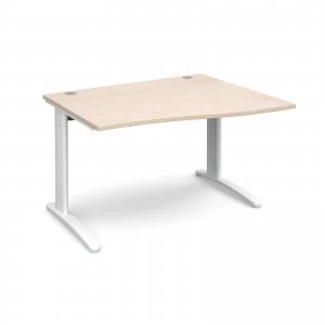 image of TR10 Right Hand Wave Desk 1200mm - White Frame maple Top