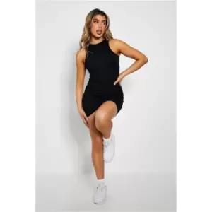 image of I Saw It First Black Ribbed Racer Bodycon Mini Dress - Black