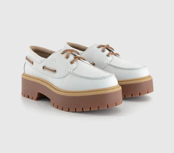 Image of Timberland Mens Stone Street Boat Shoe White Full Grain, 4