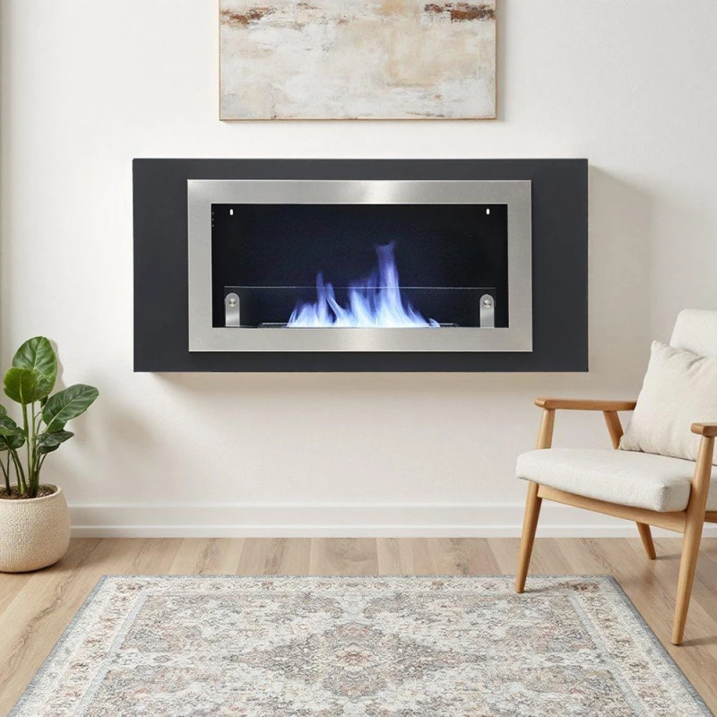 Image of Kabinet UK Ethanol Fireplace Stainless Steel Heater Blacksilver unisex One size