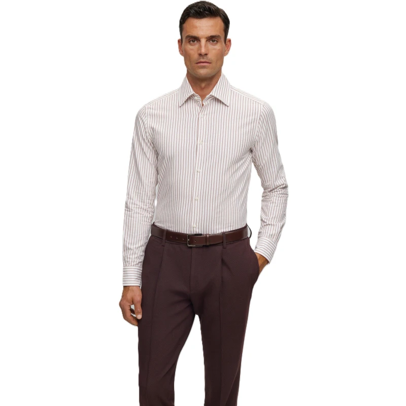 Image of Boss Mens Long Sleeve Plain Shirt Red male 15 inch