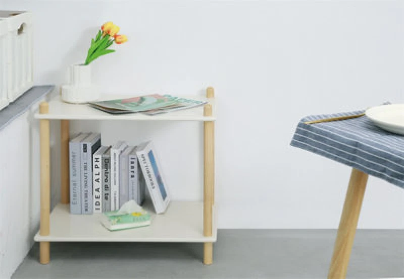Image of Furniturehmd 2Tier Household Shelf,storage Shelf With Birch Round Legs And Mdf Shelving Unit,organiser Shelves