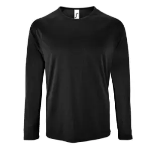Image of SOLS Mens Sporty Long Sleeve Performance T-Shirt (3XL) (Black)