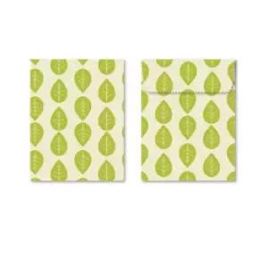 image of Set of 2 Vegan Wax Wraps and Sandwich Bags Green, White and Beige