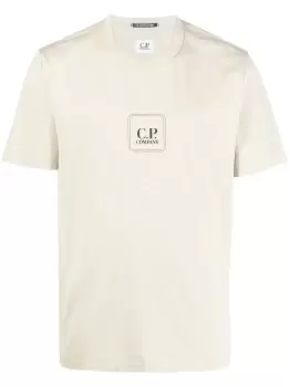 Image of C.P COMPANY Logo Print T-Shirt Beige
