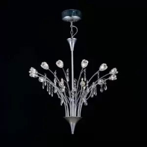 image of Diyas - Bouquet pendant lamp 18 Bulbs polished chrome / crystal