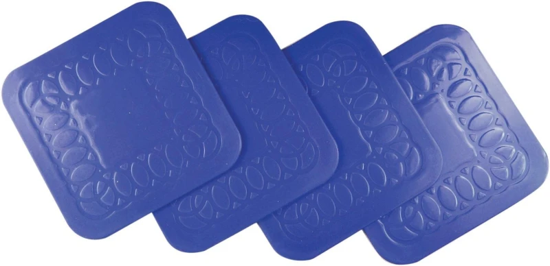 Image of Aidapt Tenura Anti Slip Silicone Rubber Square Coaster Pack of 4 Blue Blue