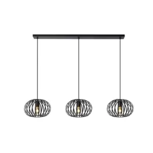 image of Manuela Vintage Bar Pendant Light - 3xE27 - Black