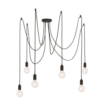 Image of Endon Directory Lighting - Endon Studio - 6 Light Cluster Pendant Matt Black Paint, E27