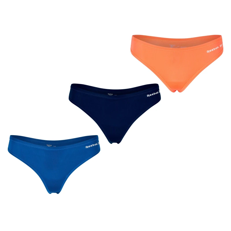 Image of Reebok 3 Pack Thong Briefs Womens - Blue Blue 8