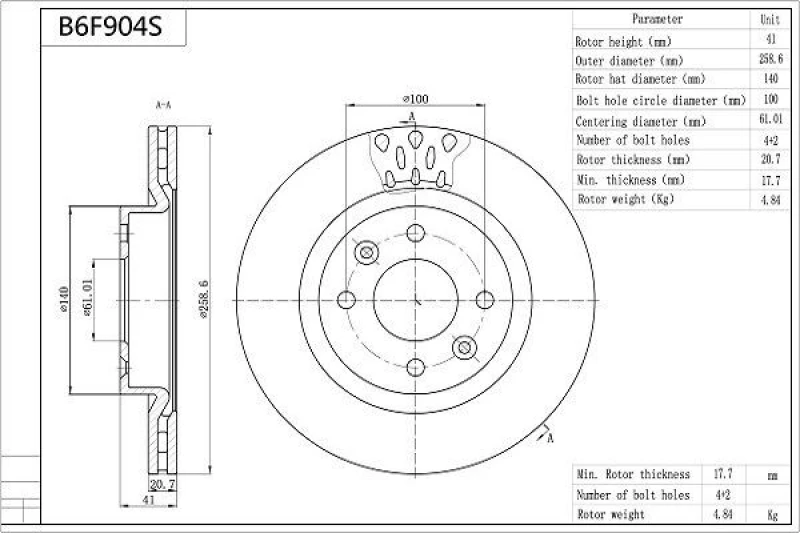 Image of AISIN Brake disc AISIN B6F904S