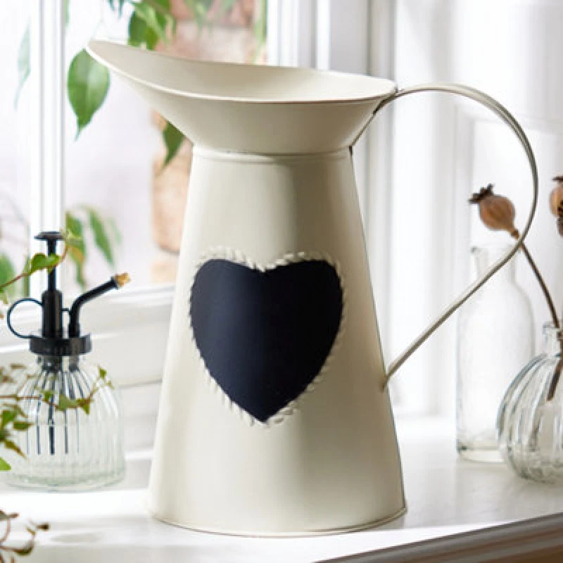 Image of Dibor Luxury Extra Large Vintage Cream Heart Jug Flower Vase in White White Unisex Large