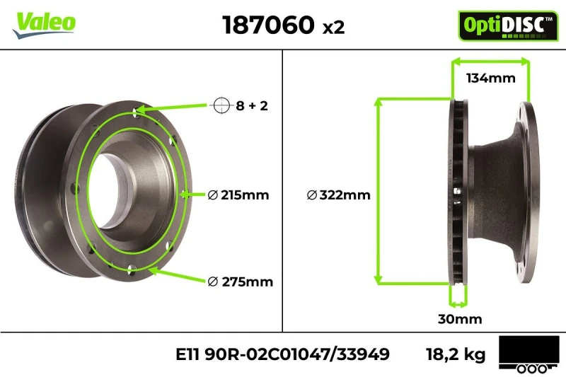 Image of Brake disc VALEO 187060