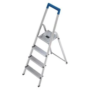 image of Folding Aluminium Ladder 4 Non Slip Ribbed Steps