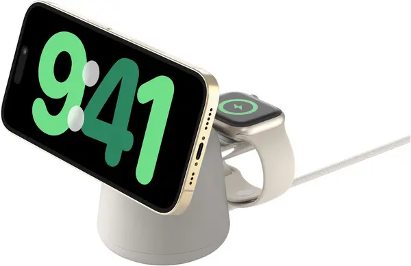 Image of Belkin 2-in-1 Qi 15W MagSafe Wireless Charging Pad - Sand