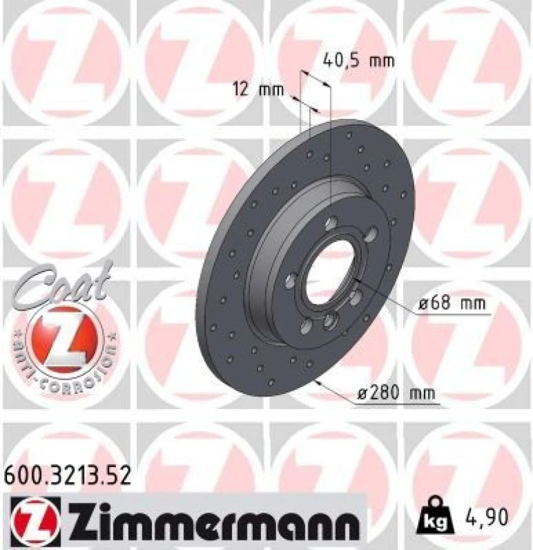 Image of ZIMMERMANN Brake disc ZIMMERMANN 600.3213.52