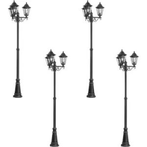 Image of 4 PACK IP44 Outdoor Bollard Light Black & Silver Patina Aluminium 60W E27