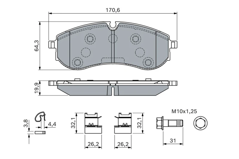 Image of Brake pad set Bosch 0 986 460 115