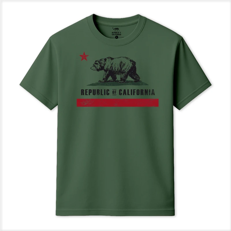 Image of Republic of California Old Flag T-Shirt Military Green male Small