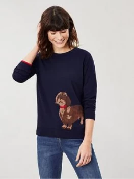 image of Joules Crew Neck Intarsia Jumper - Navy