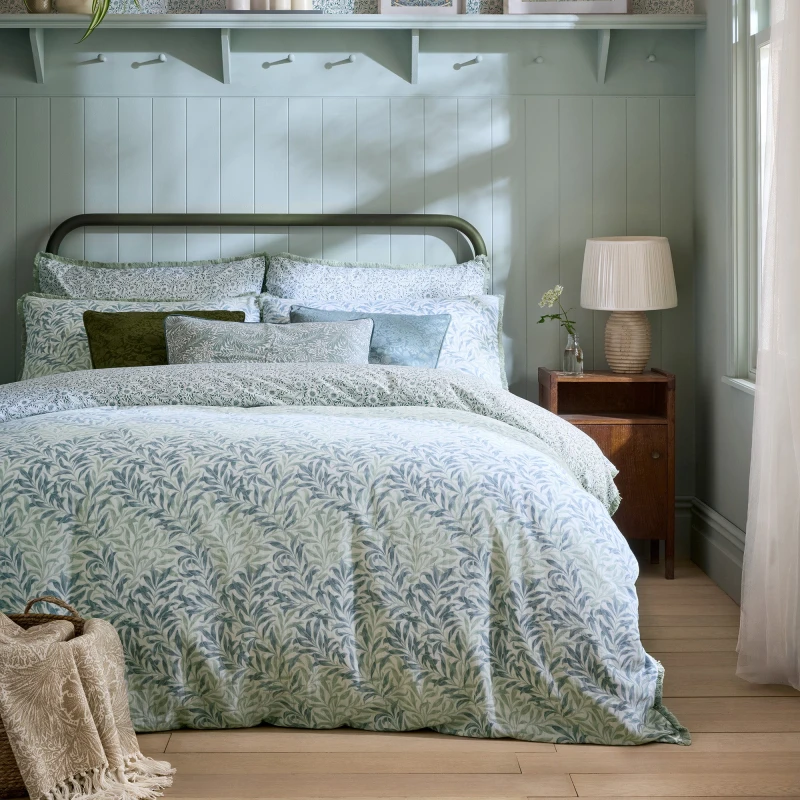 Image of William Morris At Home Willow Bough Duvet Cover Bedding Set Sage