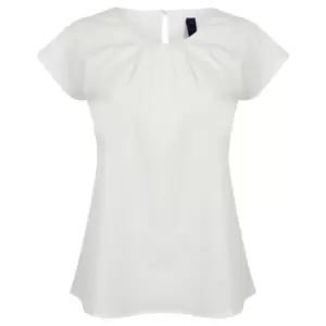 Henbury Womens/Ladies Pleat Front Short Sleeve Top (XXL) (White)