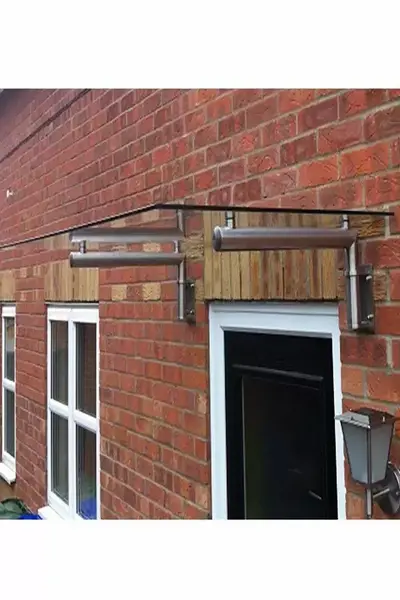 Image of Monstershop Glass Door Canopy & Brackets, 144cm W, 80cm D Clear
