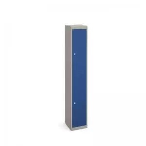 image of Bisley lockers with 2 doors 305mm deep - grey with blue doors