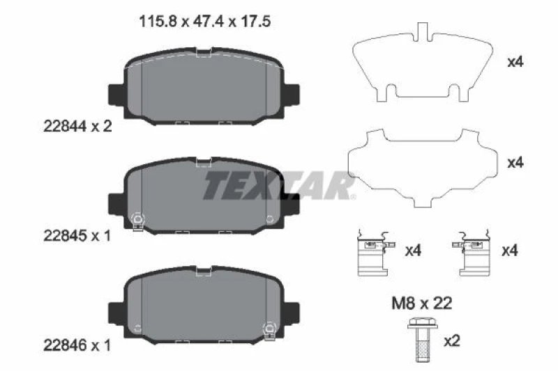 Image of Brake pad set TEXTAR 2284401