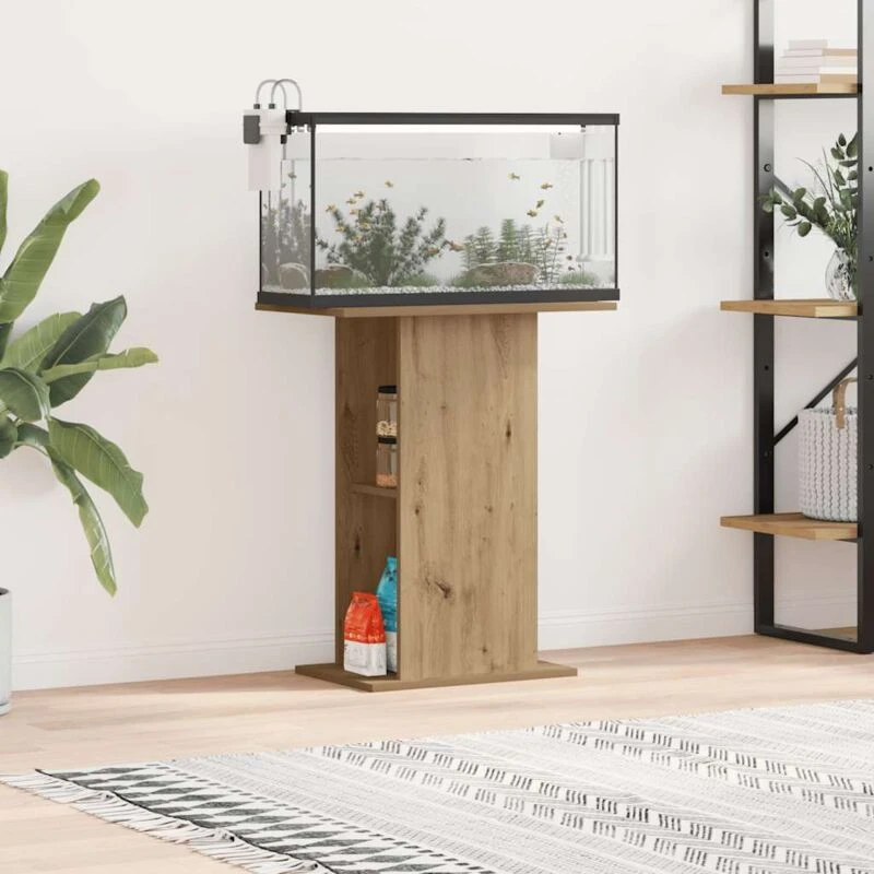 Image of vidaXL Aquarium Stand Artisan Oak 36x60.5x72.5cm Engineered Wood, Brown 857289