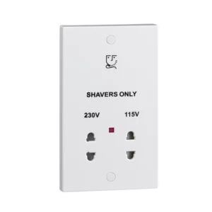 Image of KnightsBridge White Dual Voltage 115/230V Shaver Socket With Neon