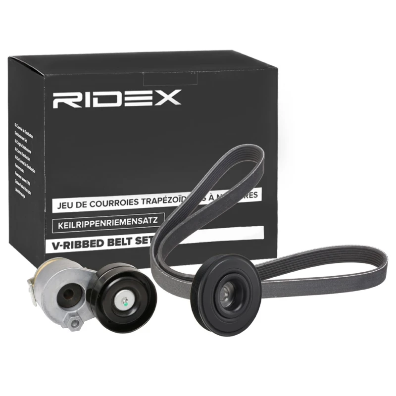 Image of RIDEX 542R0514 V-ribbed belt set Pulleys: with crankshaft pulley V-Ribbed Belt Set (542)