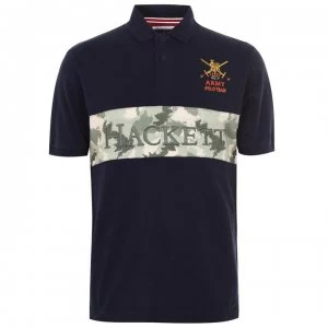 Image of Hackett Camo Polo Shirt - Navy/Green5CW