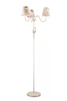Image of Aleksis Multi Arm Floor Lamp With Fabric Shades, White, 3x E27