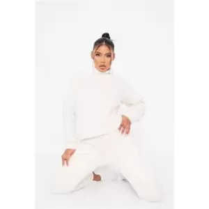 Image of I Saw It First Cream Borg Funnel Neck Sweatshirt - White